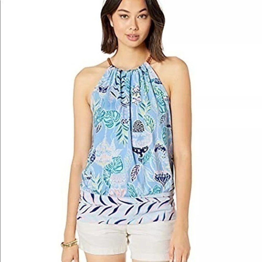 Lilly Pulitzer Bowen Top Shirt in Blue Peri